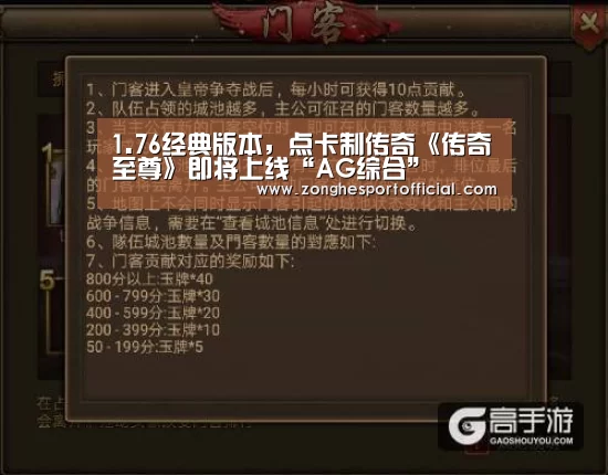 1.76经典版本,点卡制传奇《传奇至尊》即将上线“AG综合”(图3) AG综合